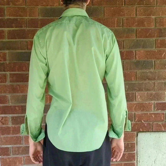 Lime Green 1960's Men's  Shirt - Picture 2 of 8